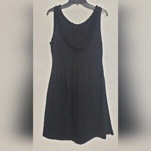 J Crew Ruffled Neck Sleeveless Black Short Dress Size 8